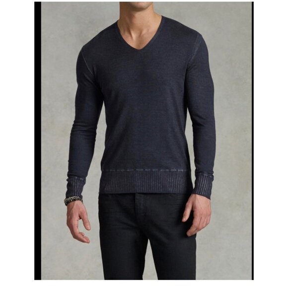NWOT JOHN VARVATOS Artisan Cold Water Dyed V-Neck Sweater Sz Large - Picture 1 of 12